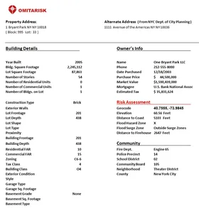 Preview of the 1 Bryant Park property report